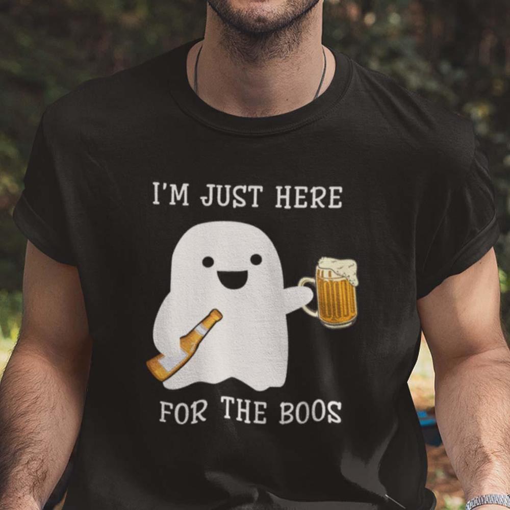 Here For The Boos Beer Halloween Funny Graphic Unisex T-Shirt